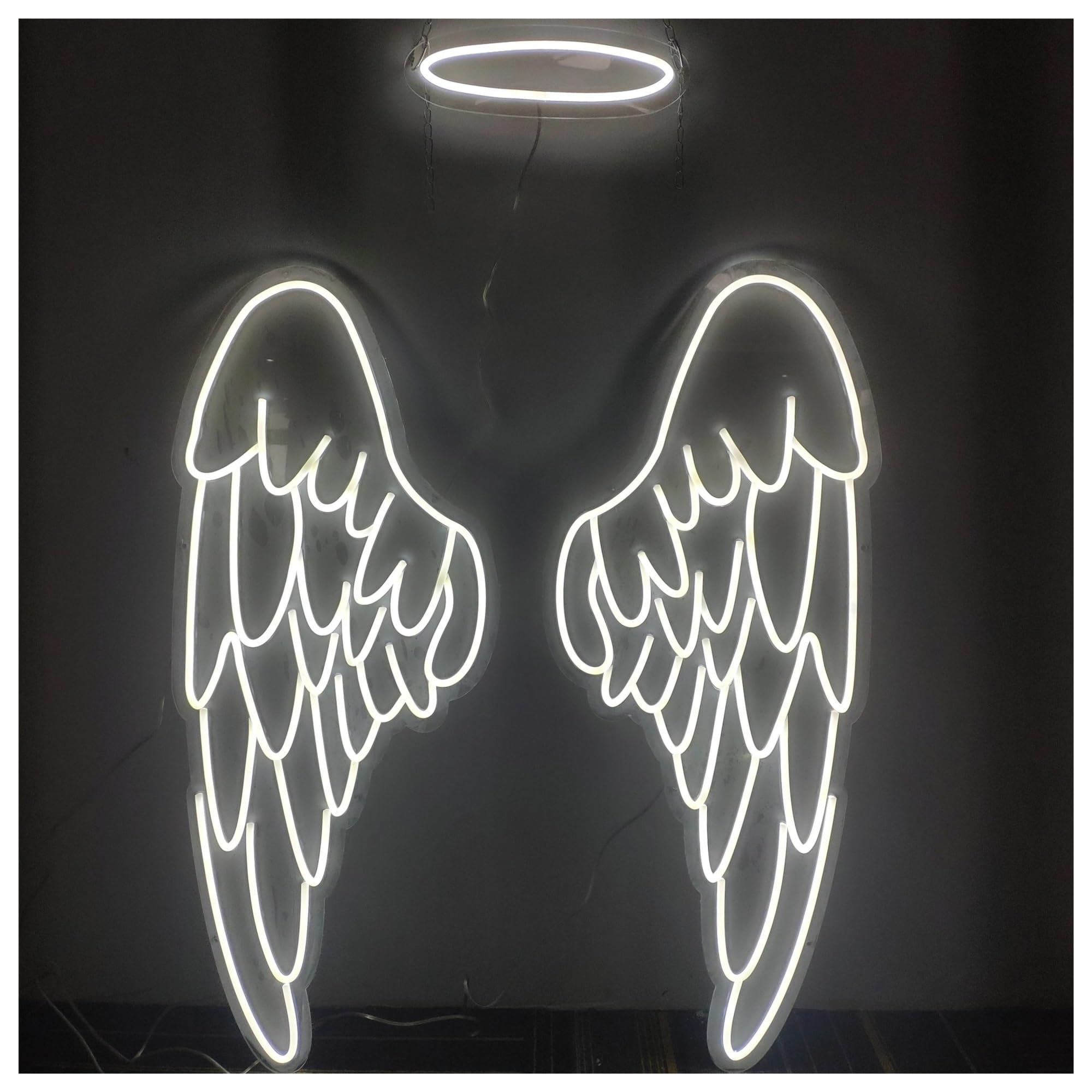 SHOUXI Sign Lamp Аngel Wings & Halo Neon Sign Light Party Birthday Decor Angel Neon Light Photo Zone Decor(100x90cm)