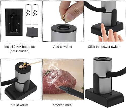 Miniatura 6 de Ahumador de alimentos, infusor portátil de humo de alimentos, máquina eléctrica ligera para ahumar pescados, mariscos, gastronomía molecular,