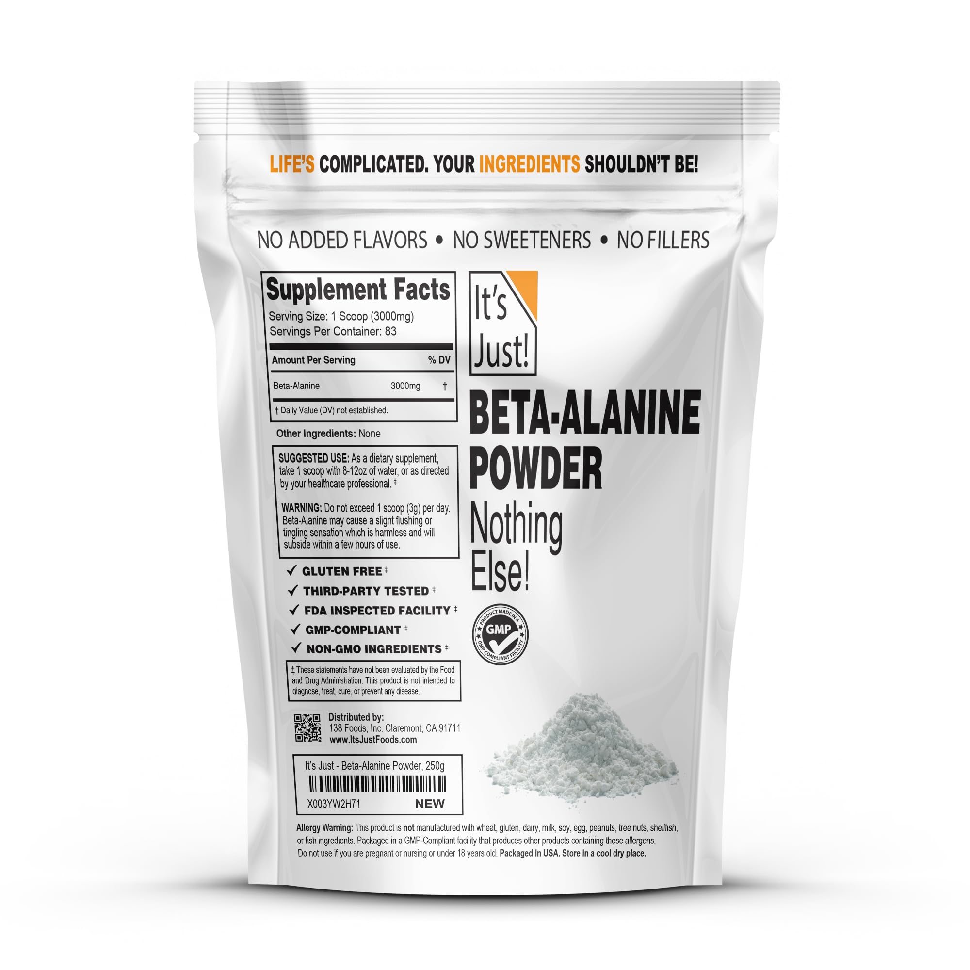 It's Just! - Beta-Alanine Powder, 250g, Unflavored — Amazon image 2