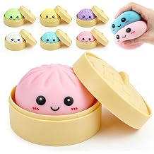 Dumpling Squishies, Viral Dumpling Squishy Mystery Box, Soft Squeeze Fidget Sensory Toys with Food Steamer, Stretchy Desk Toys for Adults Teens Stress Relief Pink