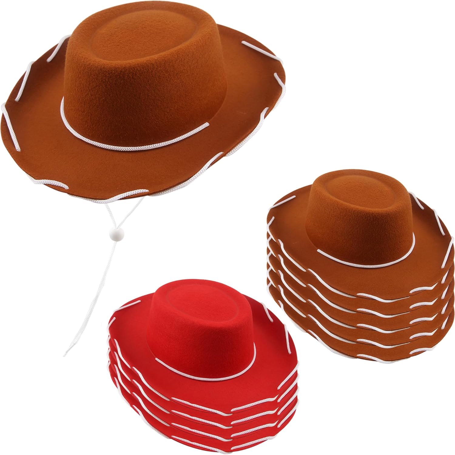 8 Pack Kids Cowboy Hats Felt Cowboy Costume Hat Western Cowgirl Hat for Boys Girls Halloween Party Accessories