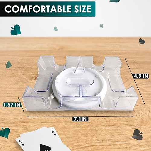 Miniatura 2 de Portatarjetas para cartas  Soporte giratorio de 360 de doble cubierta para juego de cartas de fase 10, bandeja de plástico para juegos de cartas Uno