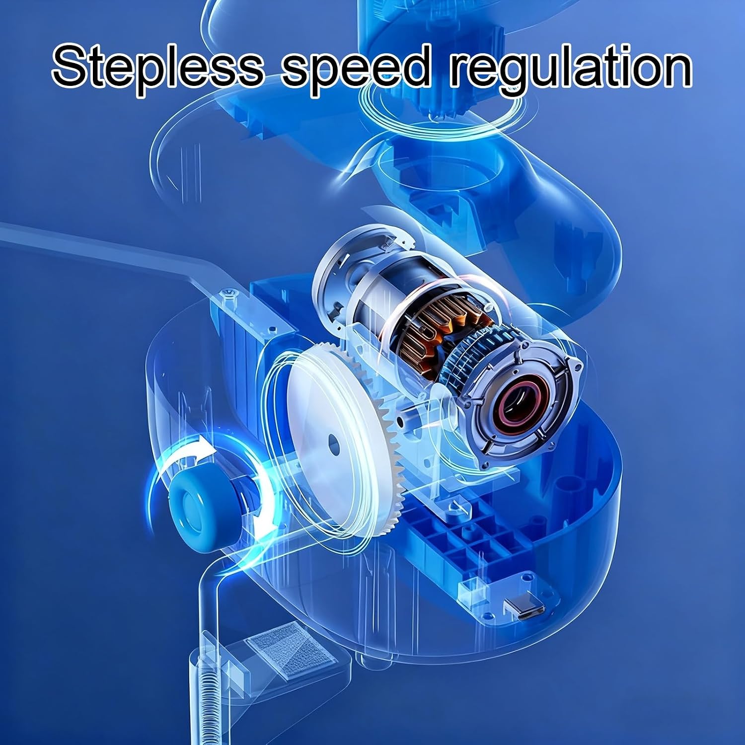 Electric Bobbin Winder, Stepless Speed Change, Large Automatic Ball-Shaped Bobbin Winder for Weaving, Double Spring Strong Tension(Blue)