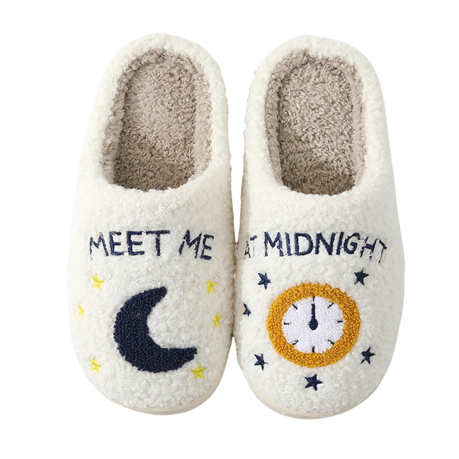 Ciabatte Donna Invernali Comodo Casa Calda Inverno Inverno Pantofole Coppia Uomini E Donne Fondo Elastico Morbido Addensato Imbottito-white-43-44