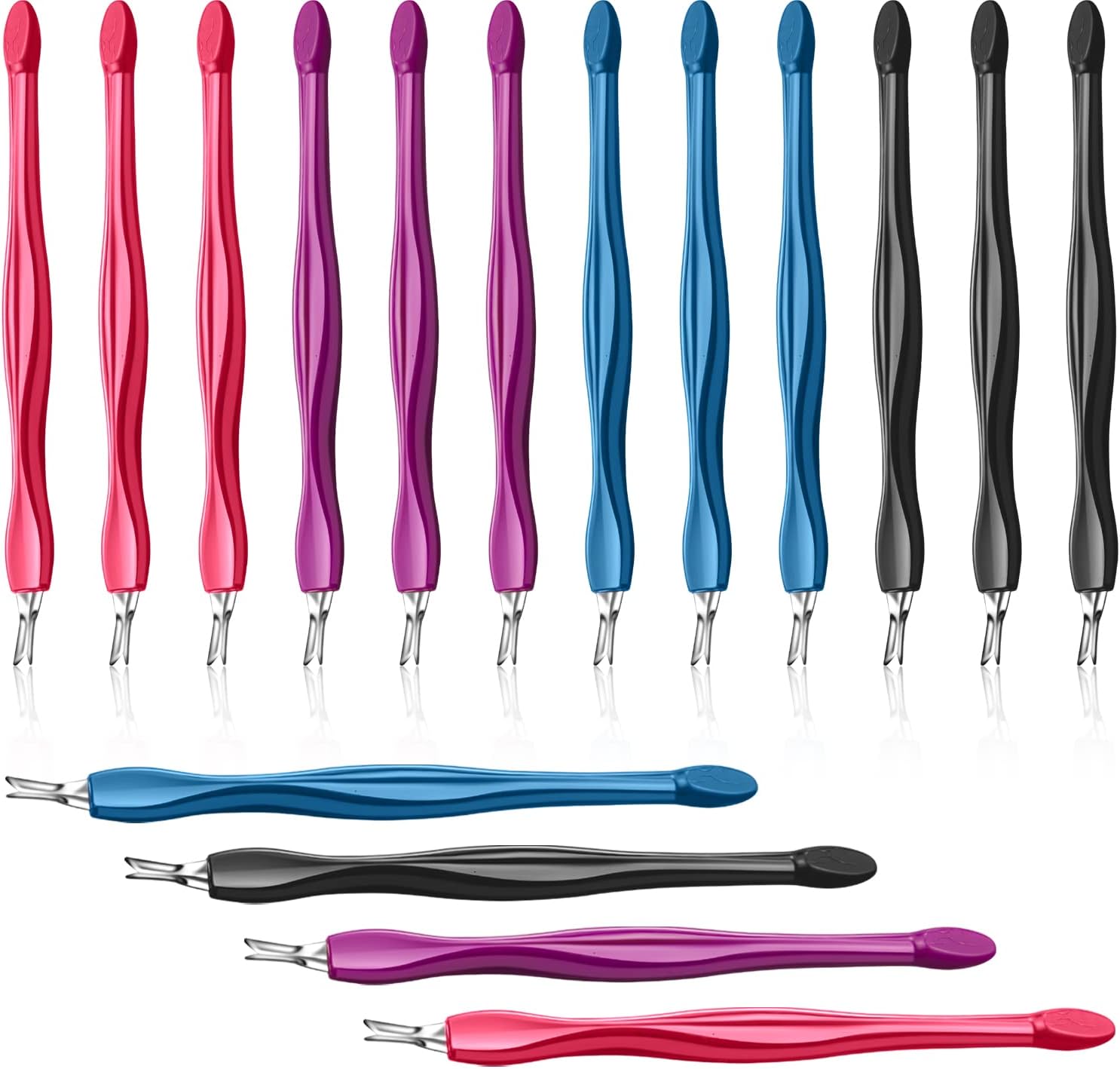 Cuticle Pusher Cuticle Trimmer Professional V Shaped Cuticle Remover Manicure Dead Skin Removal Tool Toe Nail Care for Home and Nail Shop (12Pcs)