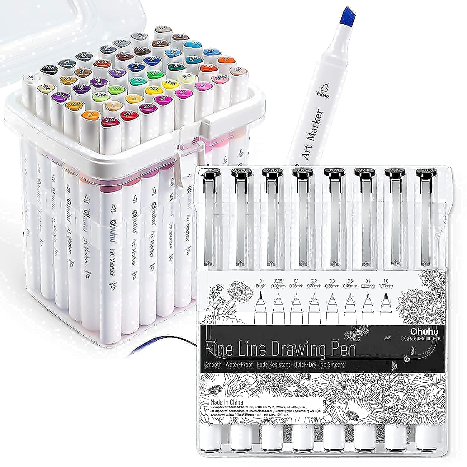 Ohuhu 48 colors alcohol brush markers Clearance