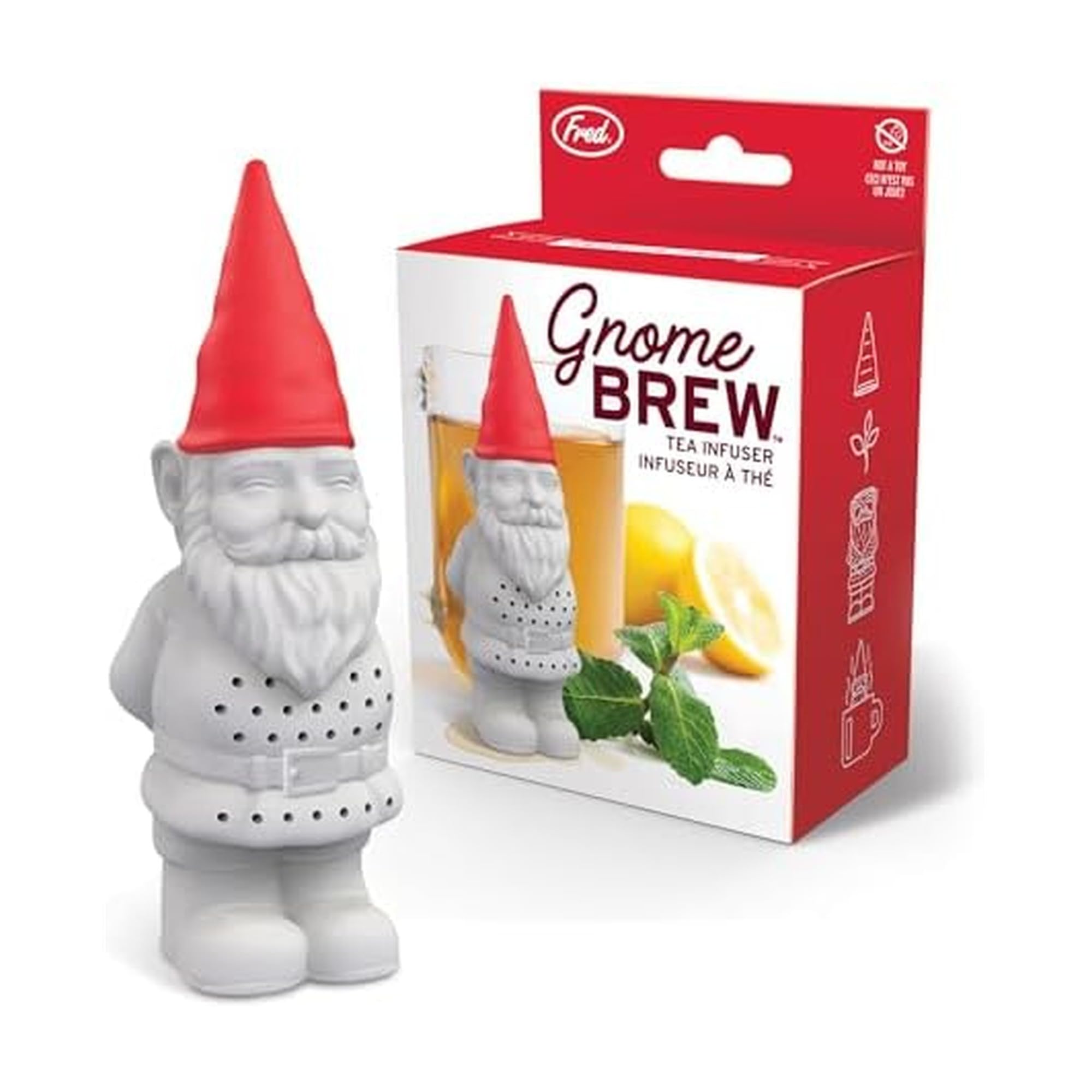 Genuine Fred GNOME Brew Tea Infuser, Cute Garden Gnome Design- for Loose Leaf Tea, Flexible, Easy to Clean Silicone, Fun Gift for Tea Lovers, Clever Kitchen Gadget