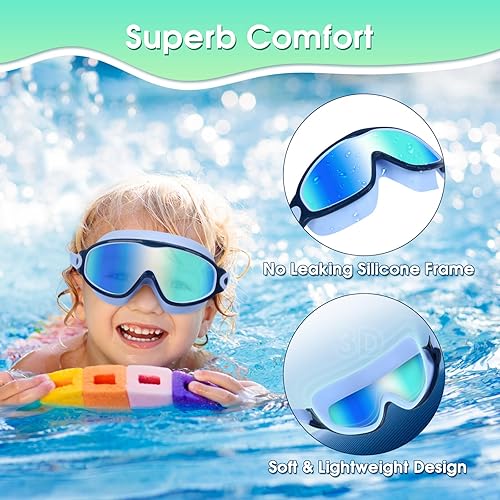 Miniatura 3 de EverSport Paquete de 2 gafas de natación para niños, gafas de natación antivaho para niñas y niños de 3 a 15 años