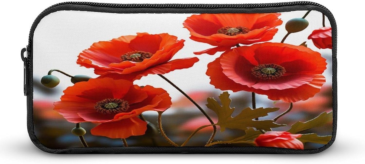 Flowers Vivid Large Pencil Case Pouch Big Capacity for Office