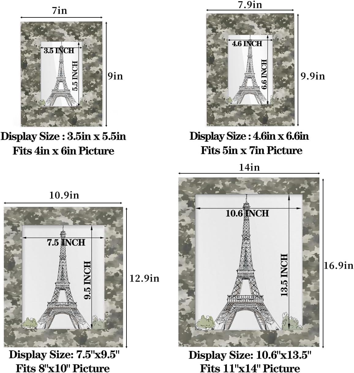 Us Army Camo 4x6 Picture Frame, 4x6 Wood Photo Frames Tabletop Display or Wall Mounting for Gallery Office Home Decor Gifts