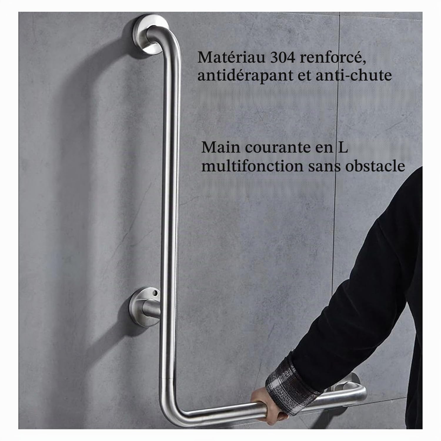 Barre d'Appui Wc,Barre De Maintien Douche,Type l 70x50 Cm Barre d'Appui,Acier Inoxydable,Charge Max 200kg,Con Aux Femmes Enceintes,Aux Personnes Âgées Et Aux Personnes Handicapées (Poli,Côté Droit)