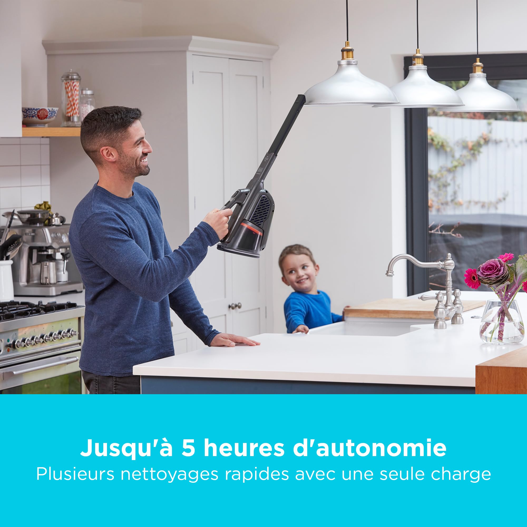 BLACK+DECKER - Aspirateur à main sans fil 18V avec batterie de 36 Wh et station de charge, BHHV520BT-QW