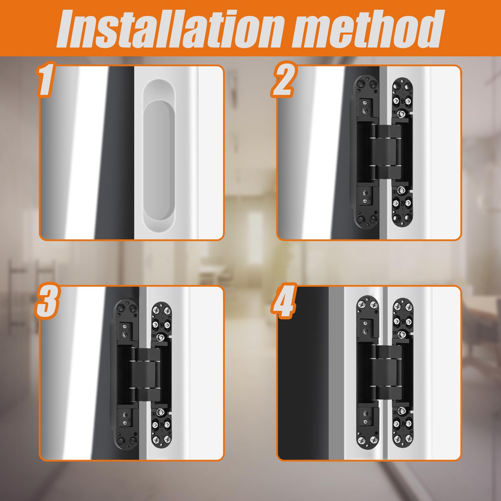 7 inch Bisagras de Puerta Ocultas, 80kg | Bisagras Invisibles para Puertas de 180 Grados,Bisagras de Puerta Ocultas,Bisagra de Puerta Plegable 3D con Tornillos