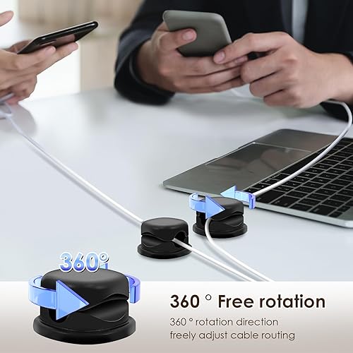 Miniatura 6 de Paquete de 12 soportes de gestión de cables de cargador de teléfono, soporte organizador de cables versátil que ahorra espacio, organizador de