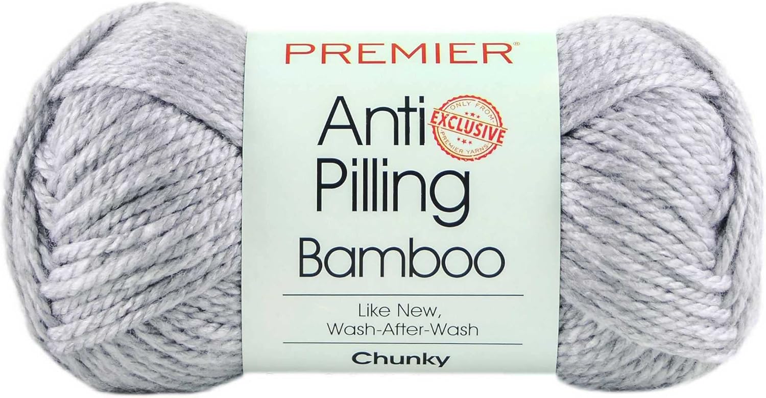Premier Yarns Bamboo Chunky Earl Gray 1085-04 (3-Skeins - Same Dye Lot) Chunky Bulky #5 Anti-Pilling Acrylic Yarn for Crocheting and Knitting with Project Bag