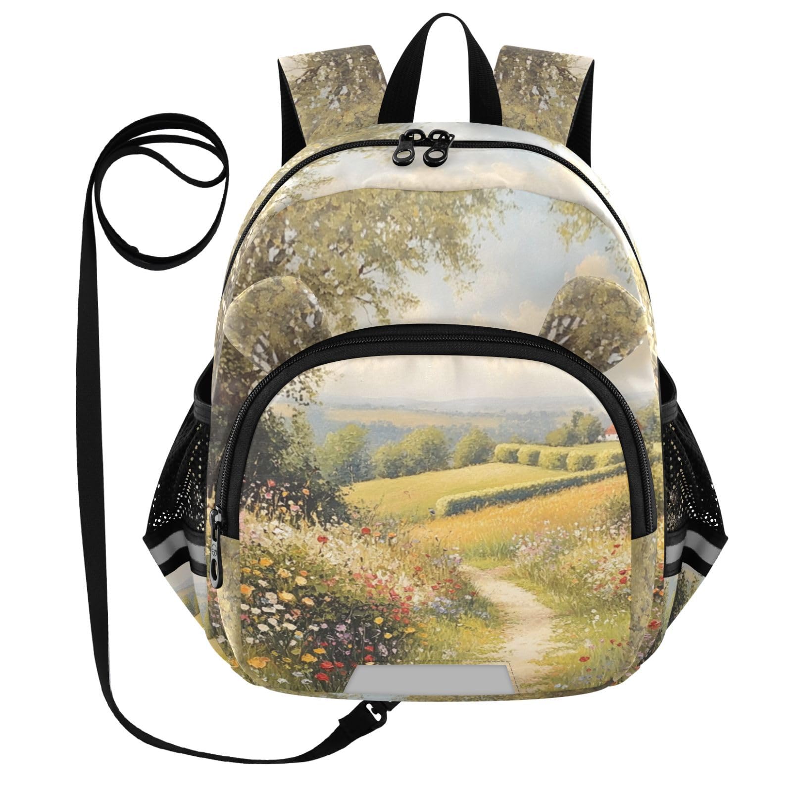 Path Cottage Artwork Beige Toddler Harness Backpack for Boys Girls 3-6 Years Kids Backpack with Anti Lost Safety Leash Child Leash Backpack for Preschool Travel Walking