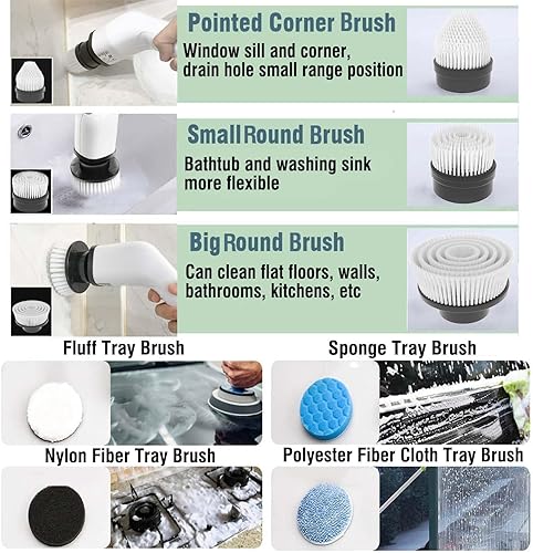 Miniatura 3 de MGLSDeet Cepillo de limpieza eléctrico giratorio 7 piezas de repuesto para cepillo de limpieza MGLSDeet ANS805051 SXT168 cepillo de limpieza