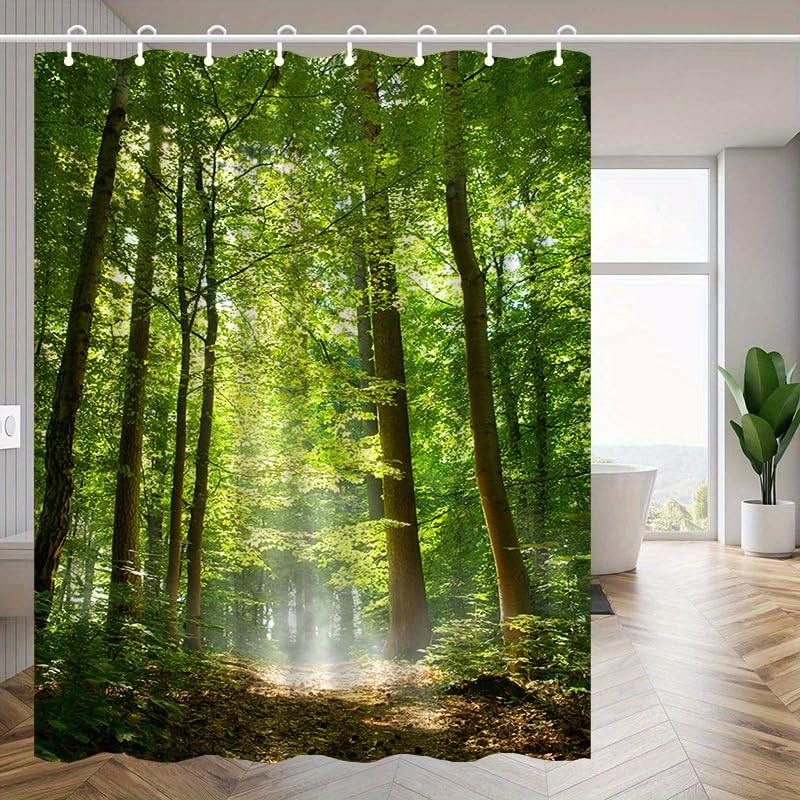 Rideau de douche imperméable anti-éclaboussures imprimé forêt
