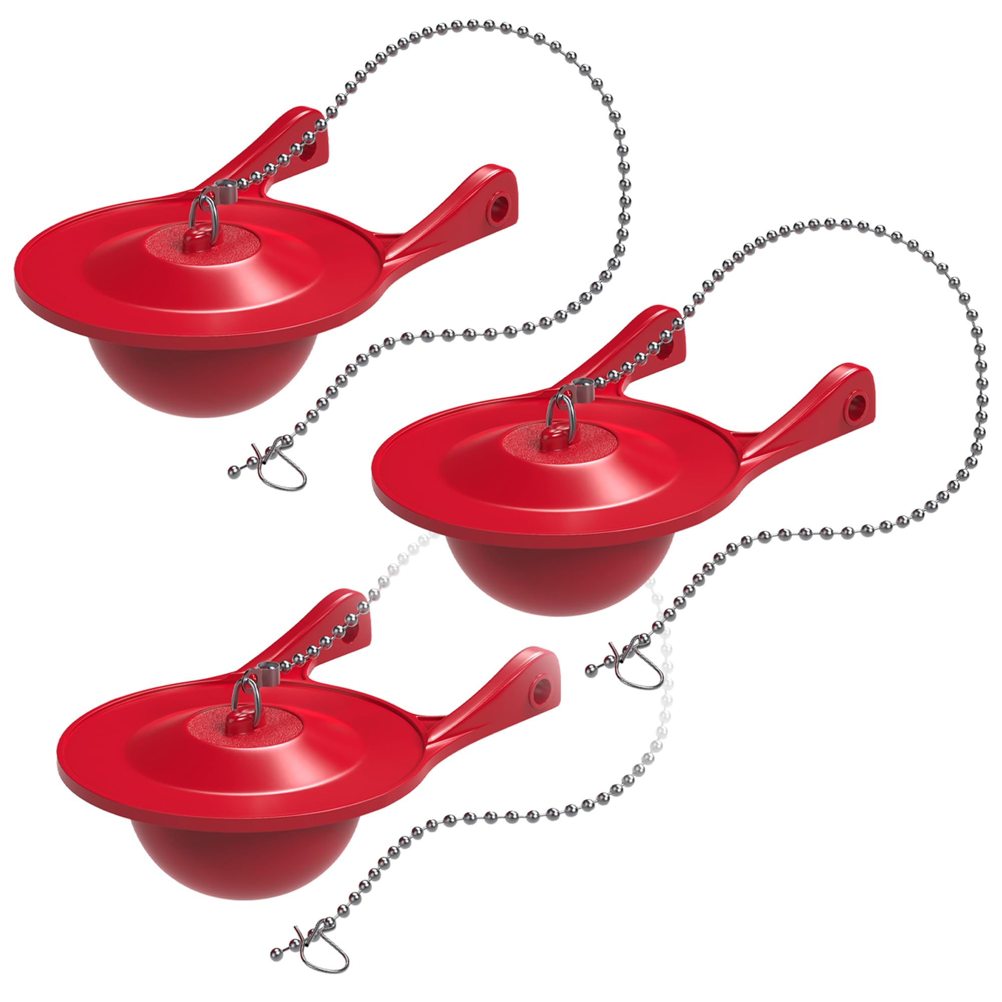 Universal 3 Inch Toilet Flapper Replacement (3 Pack) – Compatible with TOTO G-Max THU499S, THU175S, 2021BP – Includes Beaded Chain and Hook – Fits Most 3” Flush Valves