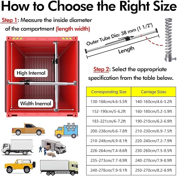 Pickup Truck Bed Pole, 4 8pack Adjustable Ratcheting Cargo Bar/Load Lock Bars for Trailers Reefer Enclosed Vans, Anti-Slip Cargo Stabilizer Bar Divider(Silver-4pcs,152-190 cm)
