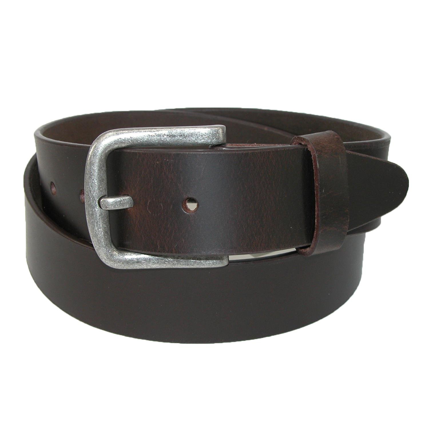 CTM Men's Big & Tall Leather Removable Buckle Bridle Belt, 48, Brown