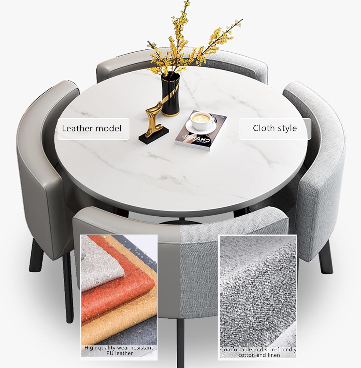 Negotiation Table, Office Reception Room Club Table and Chair Set, Conference Room Tables, Cafe Balcony Living Room Kitchen Dining Table,for Home Office Dining Room Living Room(White-17)
