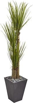 Unknown1 5.5 Triple Stalk Artificial Plant in Slate Planter