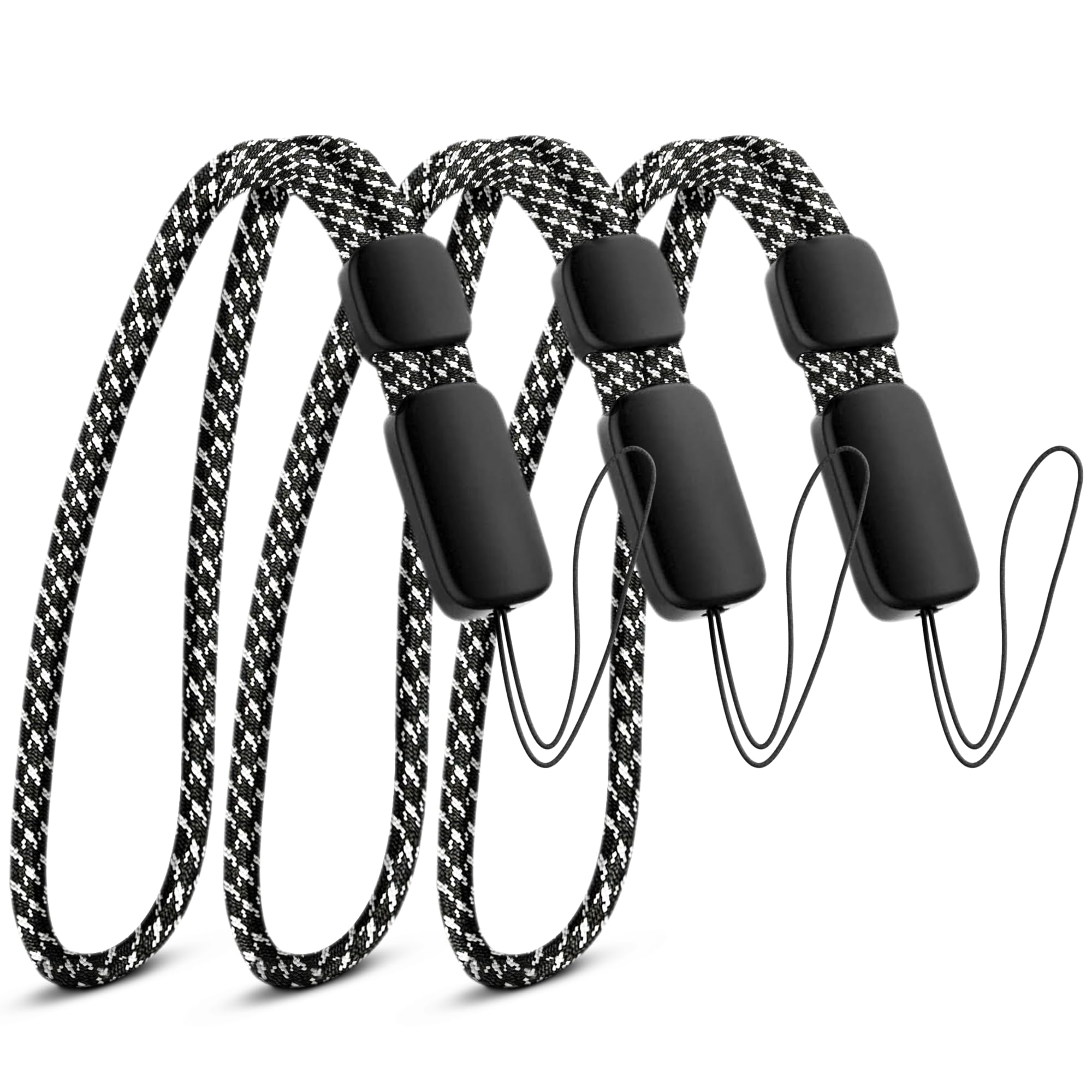 Empire Hand Wrist Strap Lanyard, Adjustable Lanyard Wrist Strap for Car Keys, Cameras, GoPro, Keychain, Phone, Portable Gaming Consoles & More (Pack of 3 - Black & White Finger Strap)