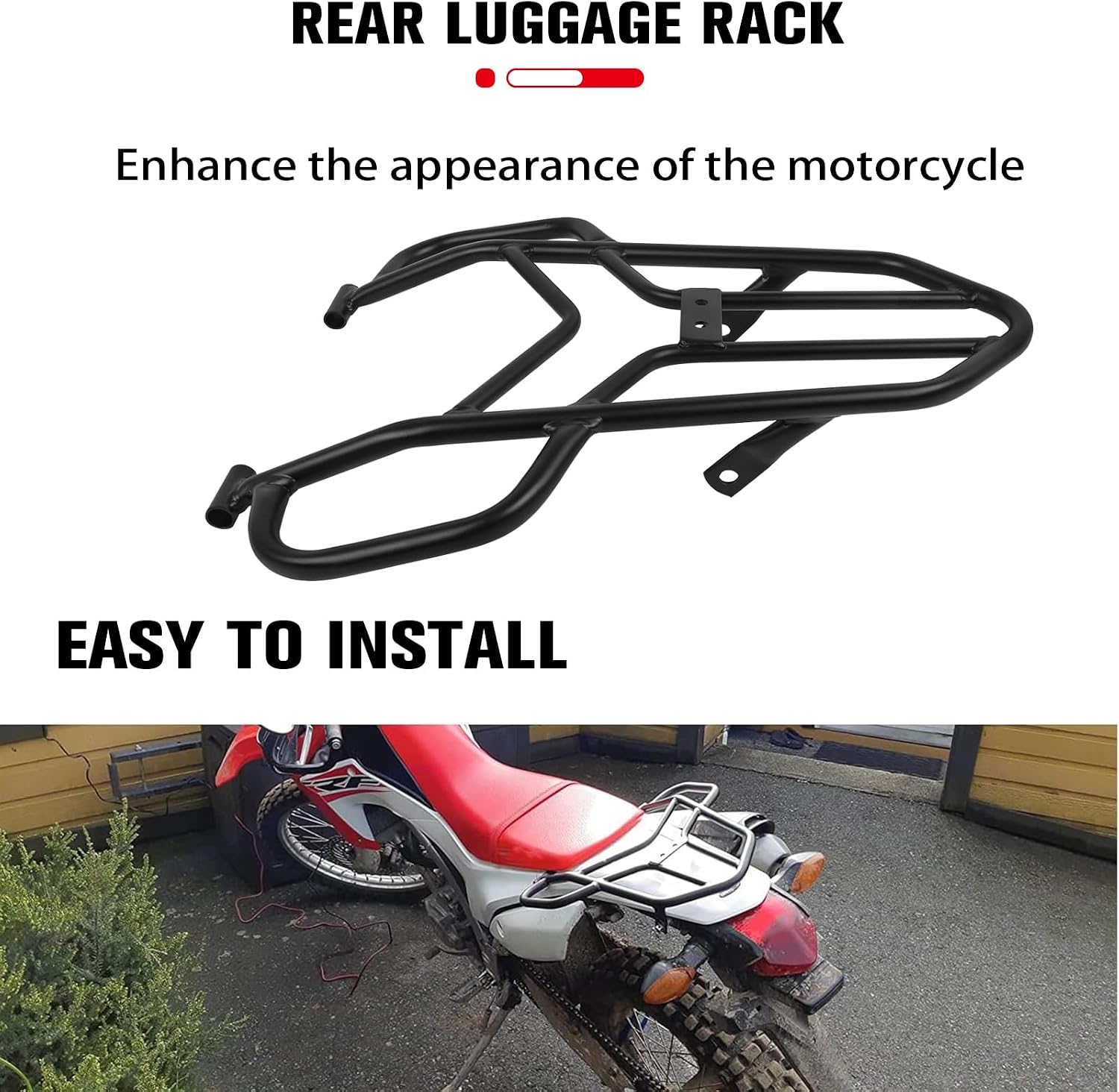 CHIFUN Luggage Rack for CRF300L Rally CRF 300 L 2021-2025, Steel Motorcycle Rear Cargo Rack Luggage Shelf Bracket Compatible with Honda (Black)