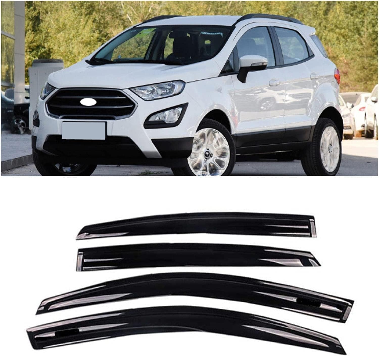 4 Pcs Car Window Wind Deflectors for Ford Ecosport 2018, Front And Rear