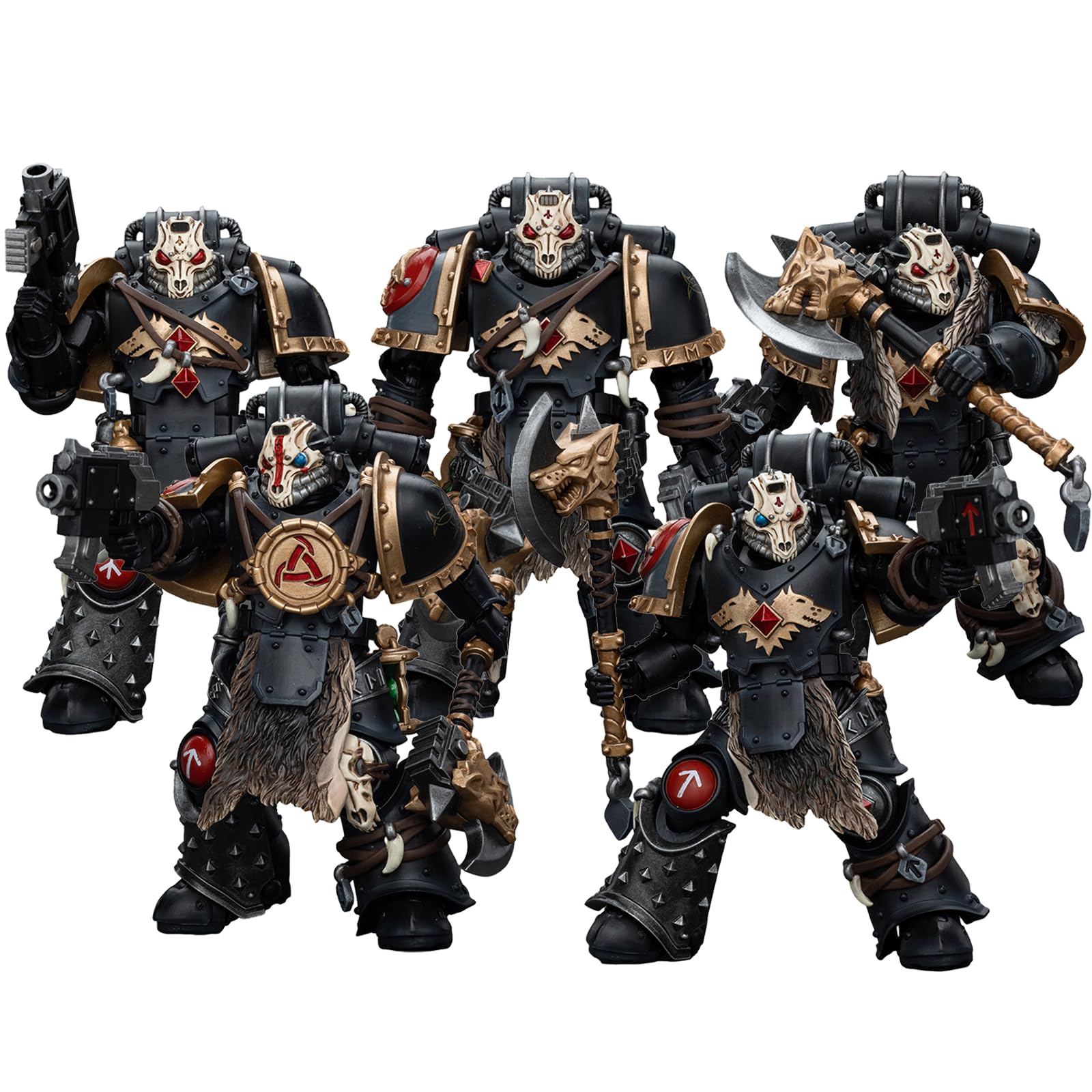 JOYTOY Warhammer 40k Space Wolves, 1/18 Space Wolves Deathsworn Pack 5-Person Team Action Figure Collect Model