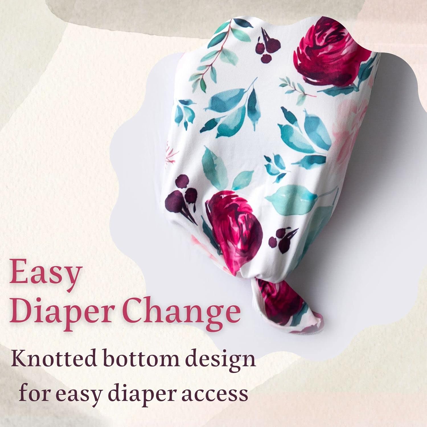 Newborn Baby Sleeper Set - Knotted Gown & Hat for Baby Girl or Boy - 0-3 Months - Image 6