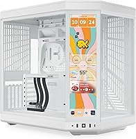 HYTE Y70 Touch Infinite Snow White ATX Mid-Tower Case - 14.9" 2.5K Touchscreen, Dual Chamber, Vertical GPU, Massive Cooling