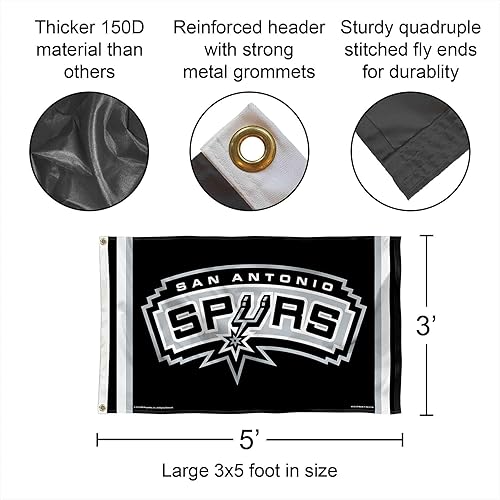 Miniatura 3 de WinCraft San Antonio Spurs - Juego de mástil y soporte para bandera