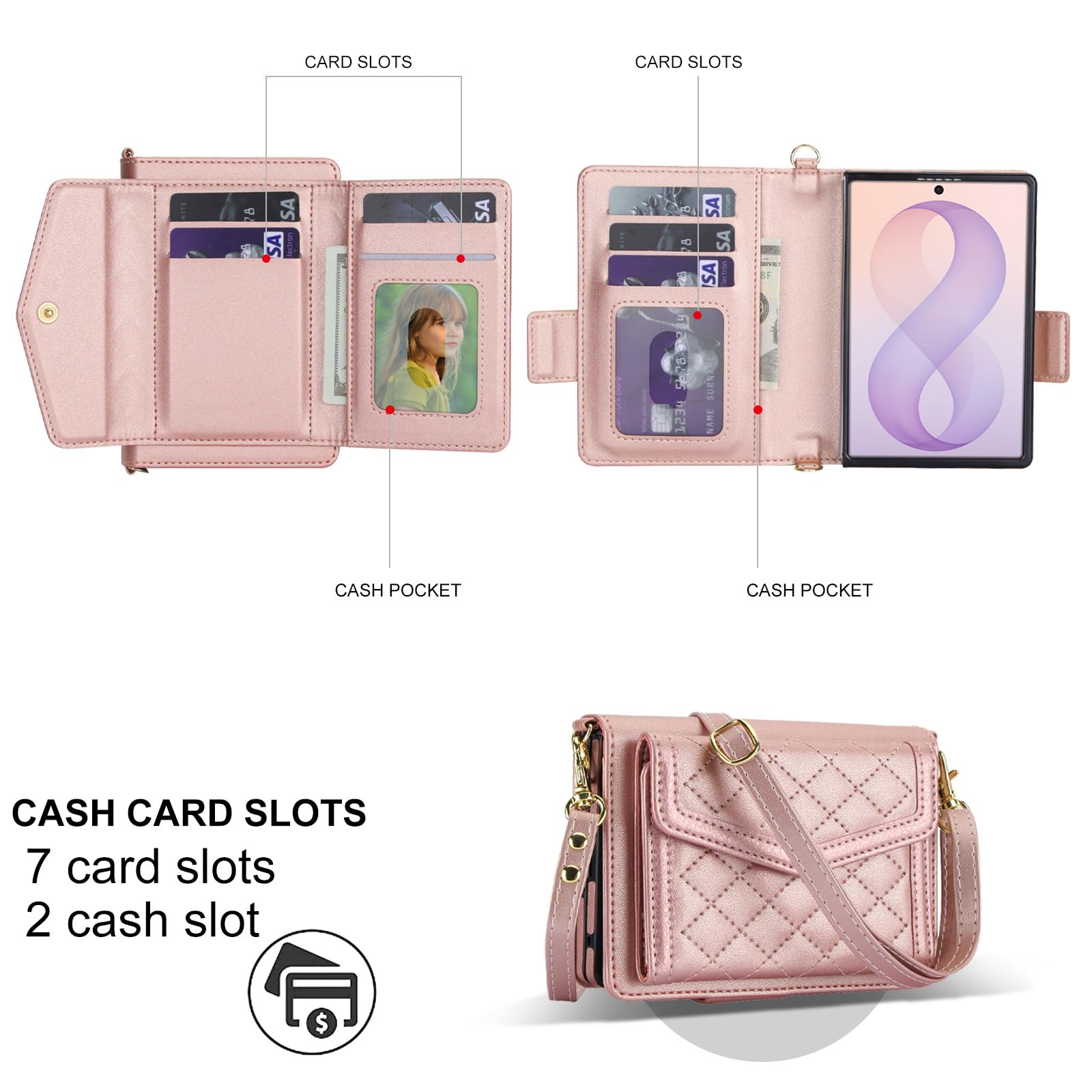 Etui z klapką do Samsung Galaxy Z Fold 8, stylowy portfel z zamkiem