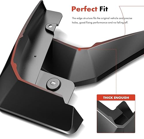 Miniatura 6 de A-Premium Juego de 4 solapas de barro para salpicaduras, guardabarros con accesorios compatibles con Ford Mustang Mach-E Mach E 2021-2022,