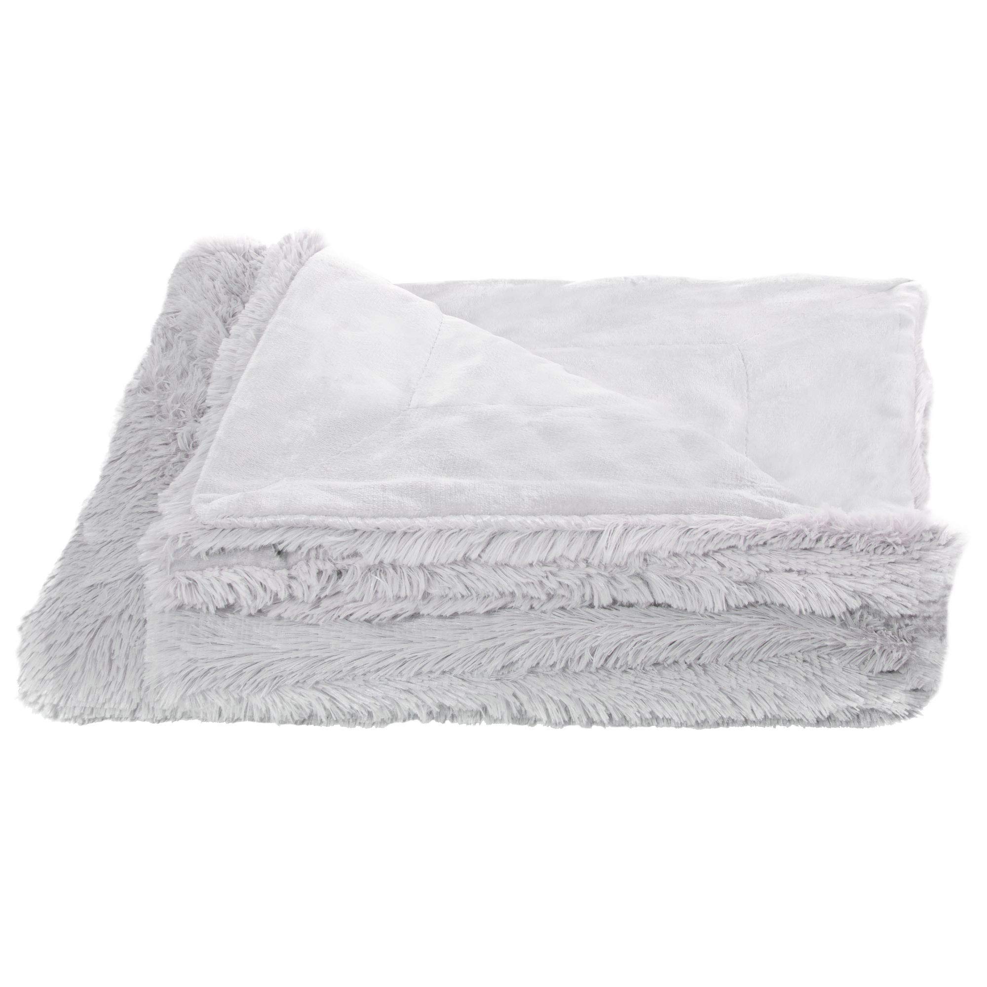 SPRINGOS Kuscheldecke Plaid Überwurf 220 x 240 cm Grau Plüschdecke Decke Wohndecke zweiseitig Kunstfelldecke