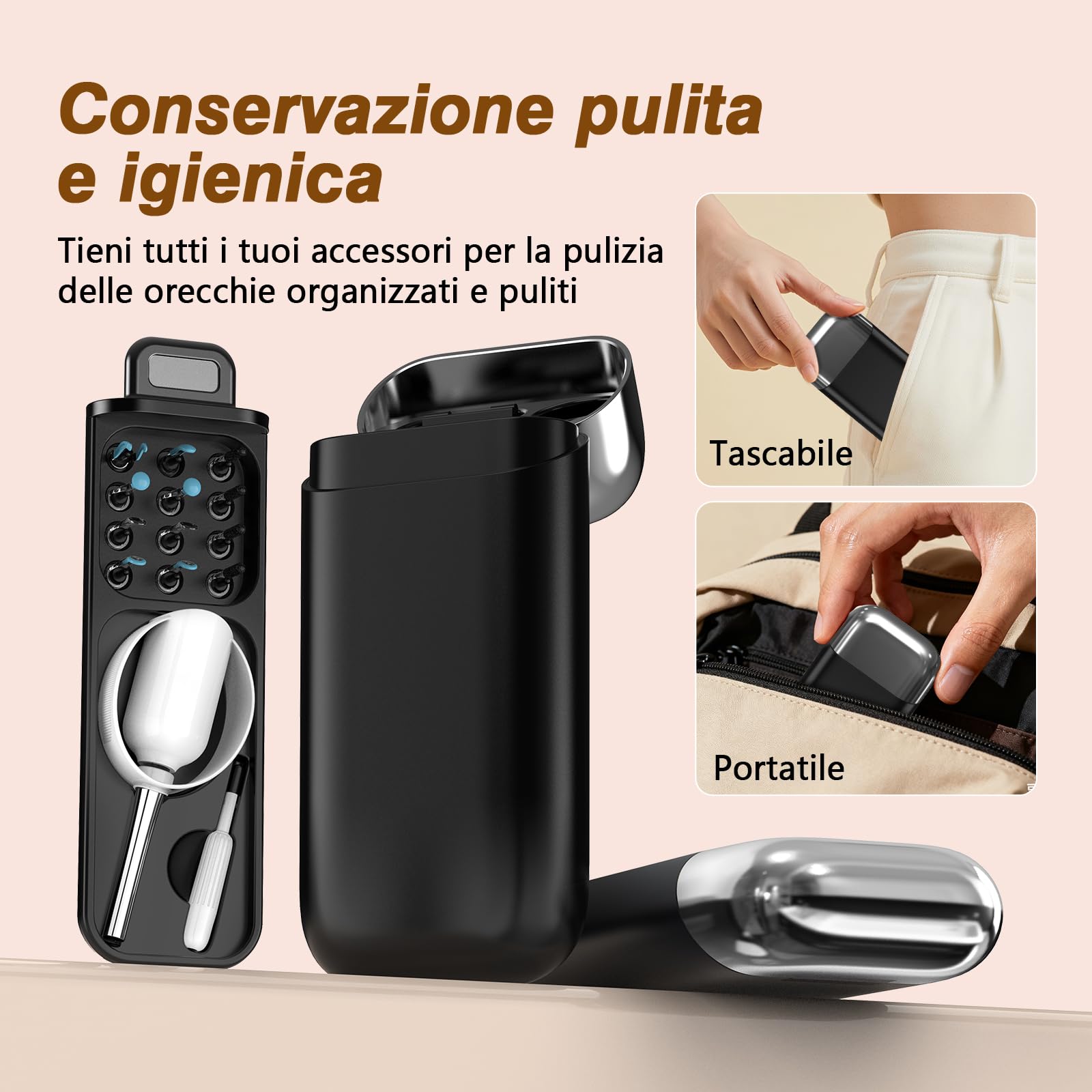 Pulizia Orecchie, 1080 HD Flessibile Otoscopio con Pinzetta, Lente Impermeabile IP67 Pulisci Orecchie, Otoscopio per Esami Di orecchie/Naso/Gola, Pulitore Orecchie Adatto ad Adulti e Bambini