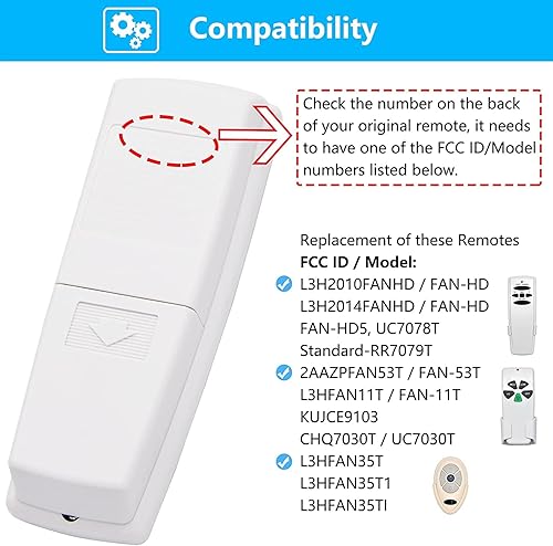 Miniatura 8 de COREBAY Kit universal de control remoto para ventilador de techo, repuesto para Hampton Bay, Hunter, Harbor Breeze, Fan-HD5 L3H2010FANHD RR7079T