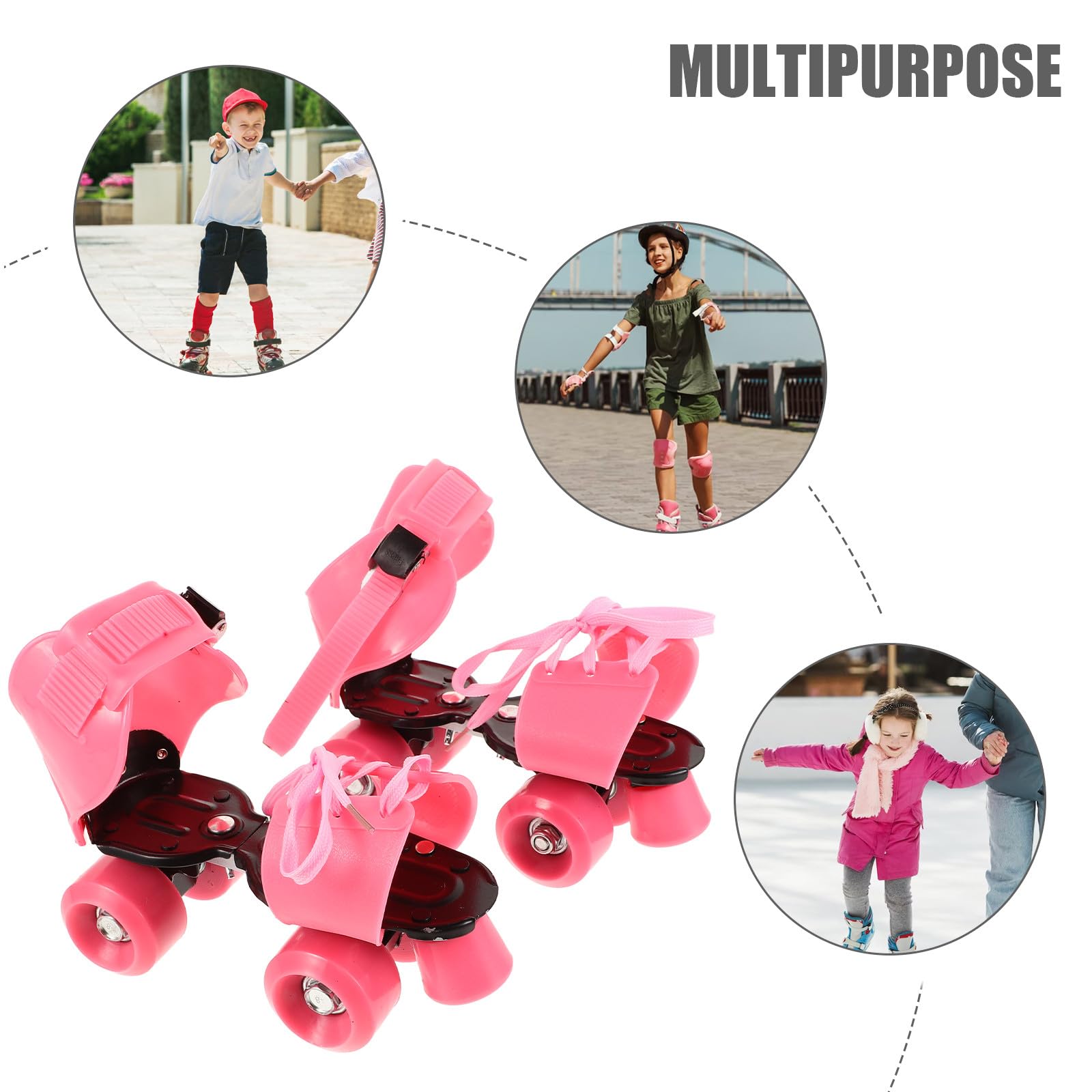 Patines Ajustables Infantiles de 4 Ruedas Rosa para Niñas