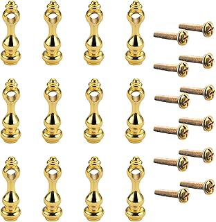 12 Pcs Golden Furniture Spindles for Glass Railing, Cabinets Metal Gallery Spindles, Railing Post Connector Cap for Furniture, Cabinets, Bar Carts, and Display Racks
