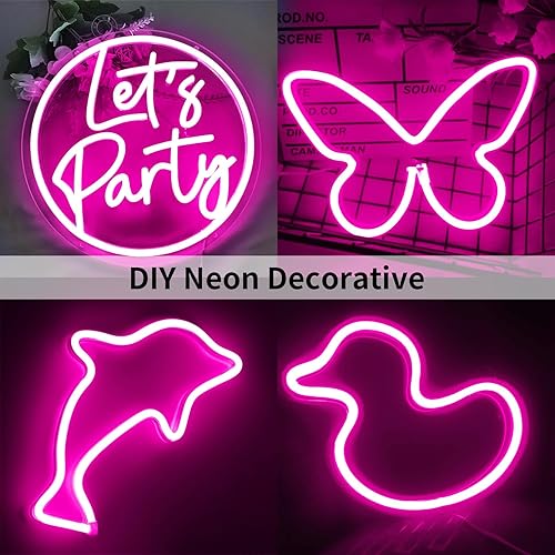 Miniatura 5 de Tira de luces LED de neón rosa, 16.4 pies, 12 V, flexible, impermeable, de silicona, para dormitorio, cocina, fiesta, festival, decoración interior