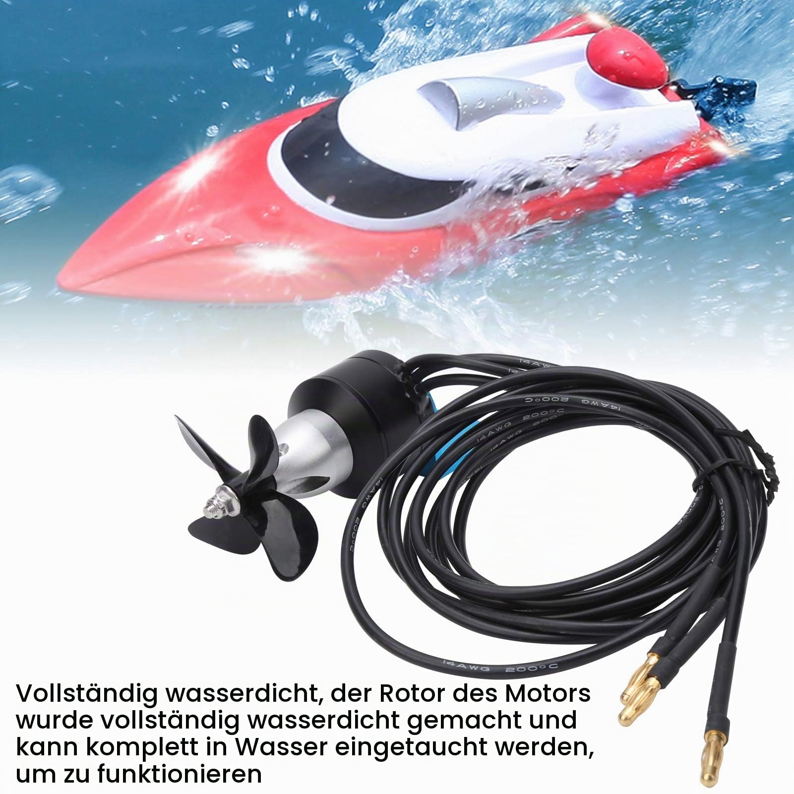 Dilwe RC Boat Motor Set, mit Propeller, Professional Unterwasserstrahlruder, 350KV, 24V, 30 m unter Wasser, Wasserdichter, für alle RC Boat, wie RC-Fischerboot usw.(CW)