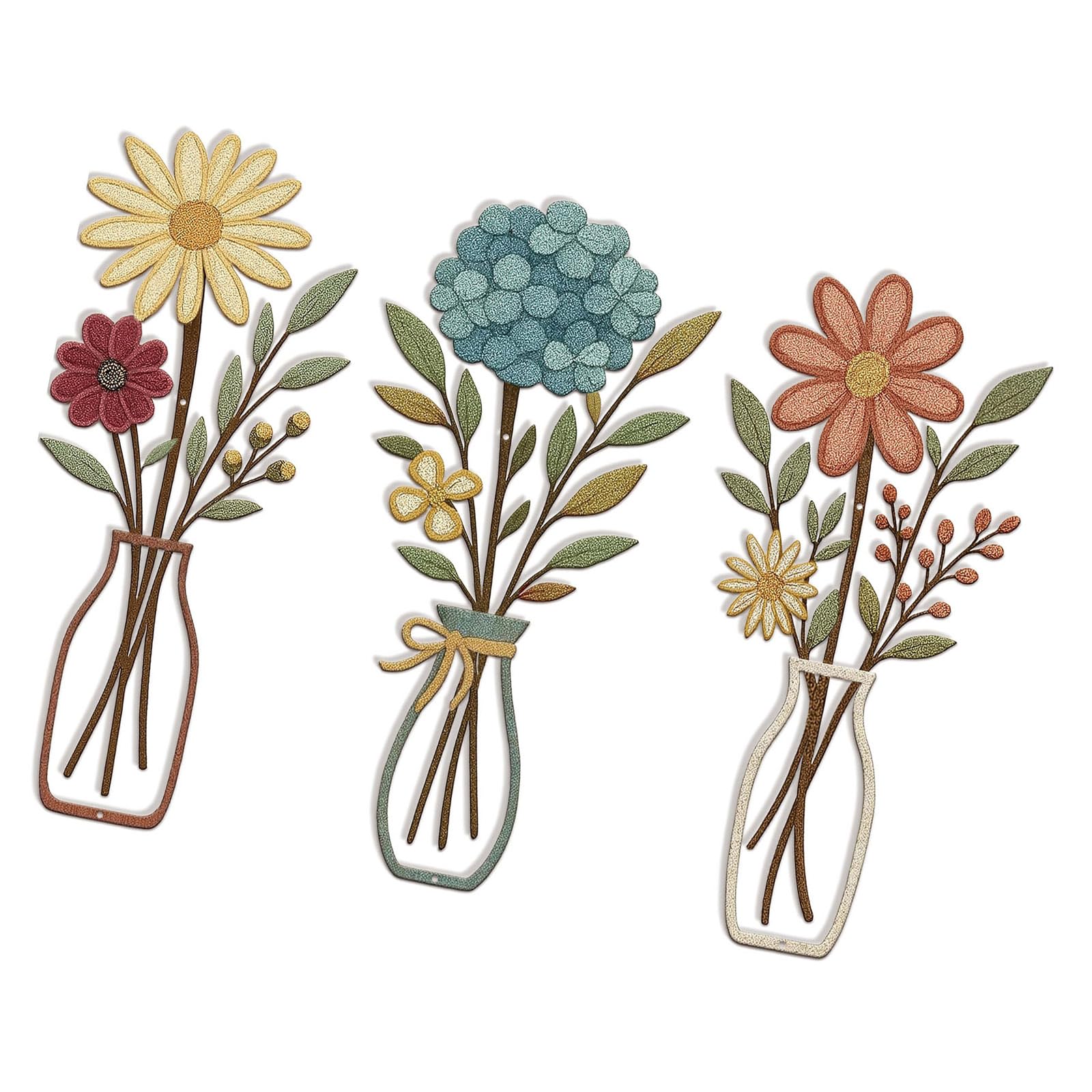 PANGBOER Metal Flowers Wall Art Rustics Farmhouse Decors Minimalisms Flower for Bathroom Bedroom Housewarming Gift Metal Flower Art