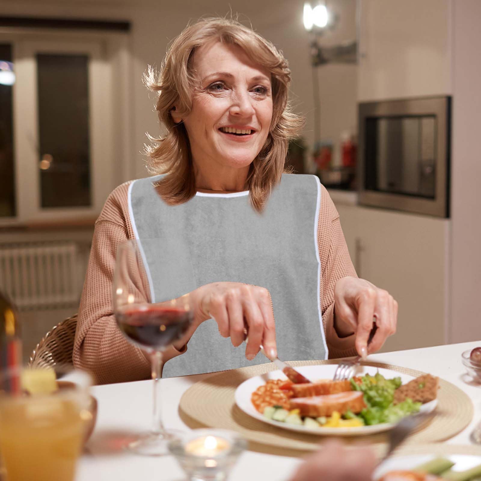 2 Pièces Bavoirs de Salle à Manger pour Adultes, Bavoirs en Tissu éponge, Protection en Tissu éponge, Protecteurs de Vêtements et Bavoirs pour Hommes, Ffemmes, Personnes âgées Handicapées