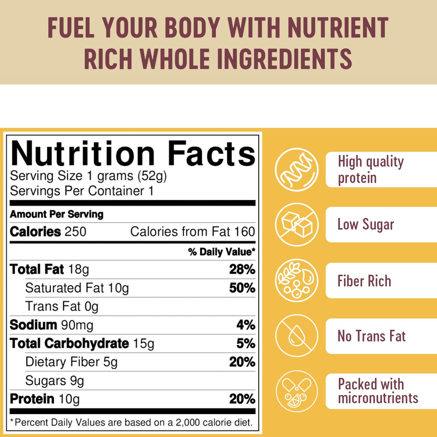 Mammoth Bar Almond Vanilla Bar - High Fiber • Paleo • Gluten Free • Egg Protein • GMO Free • Raw • Premium Nuts • Prebiotic • Acestral