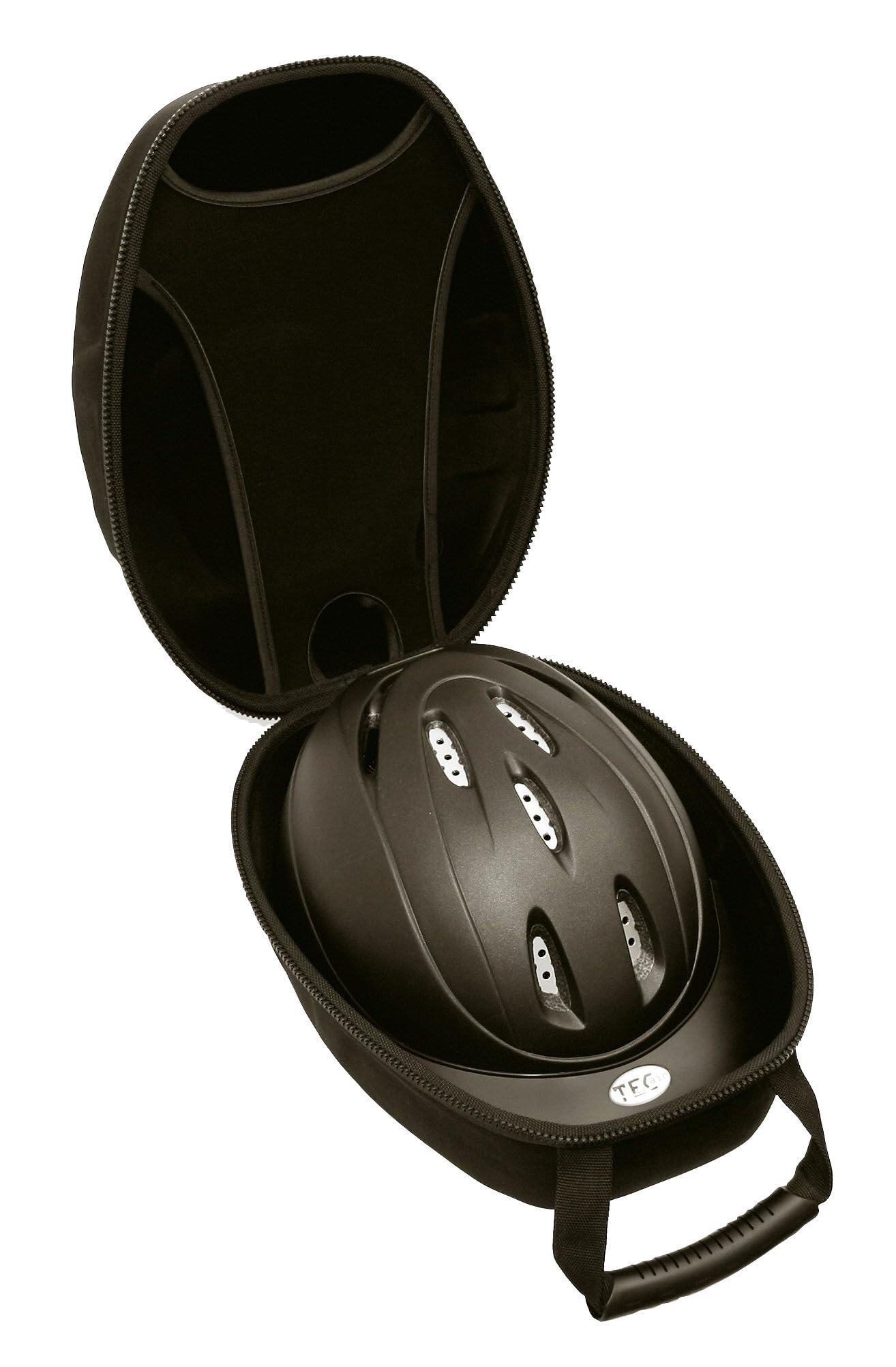 Covalliero Funda para casco, bolsa para casco, para montar a caballo, negra, microfibra, para jinete, talla universal, cremallera perimetral