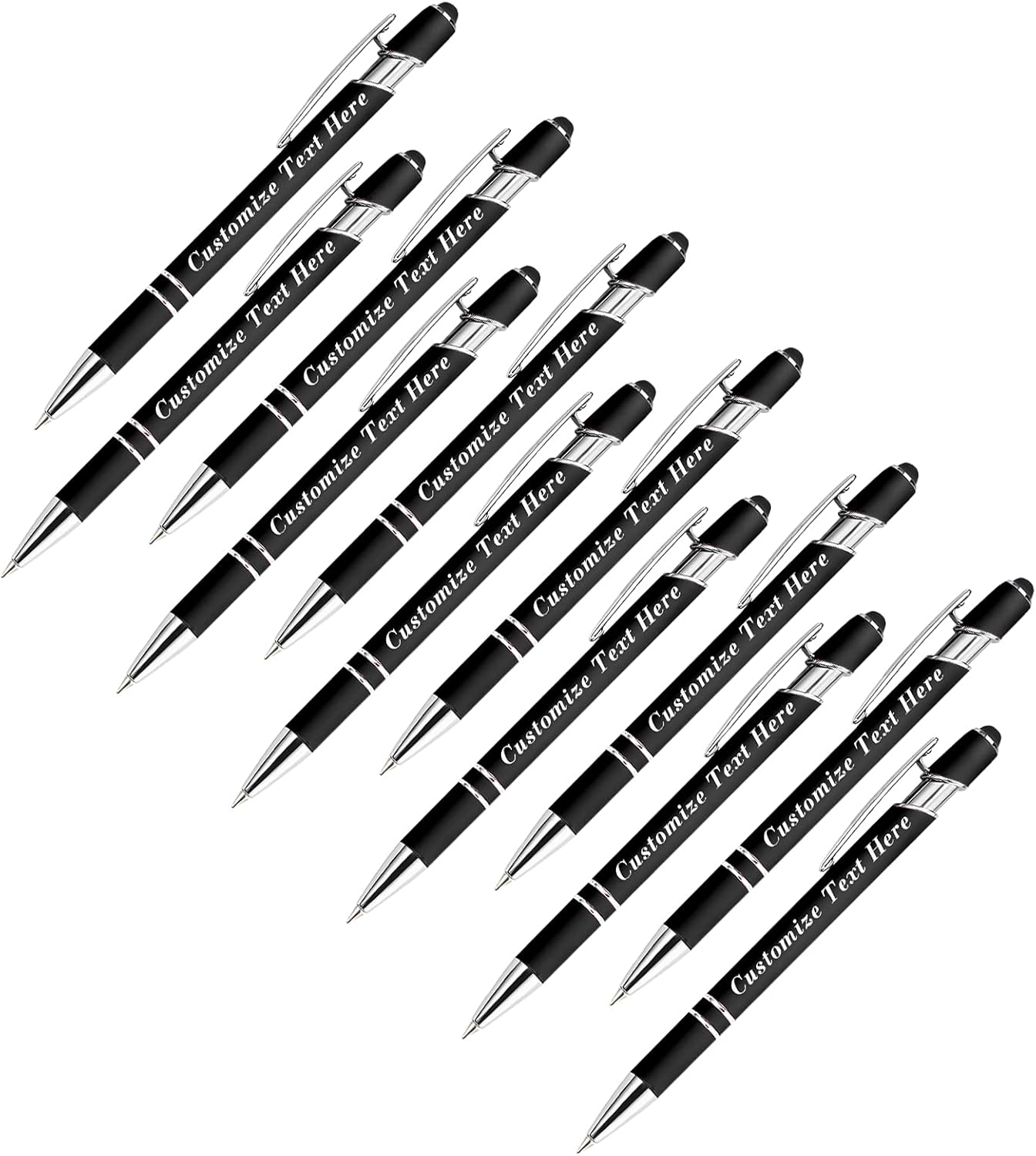 Personalised Pens Bulk with Stylus Tip 12 Pcs Custom Engraving