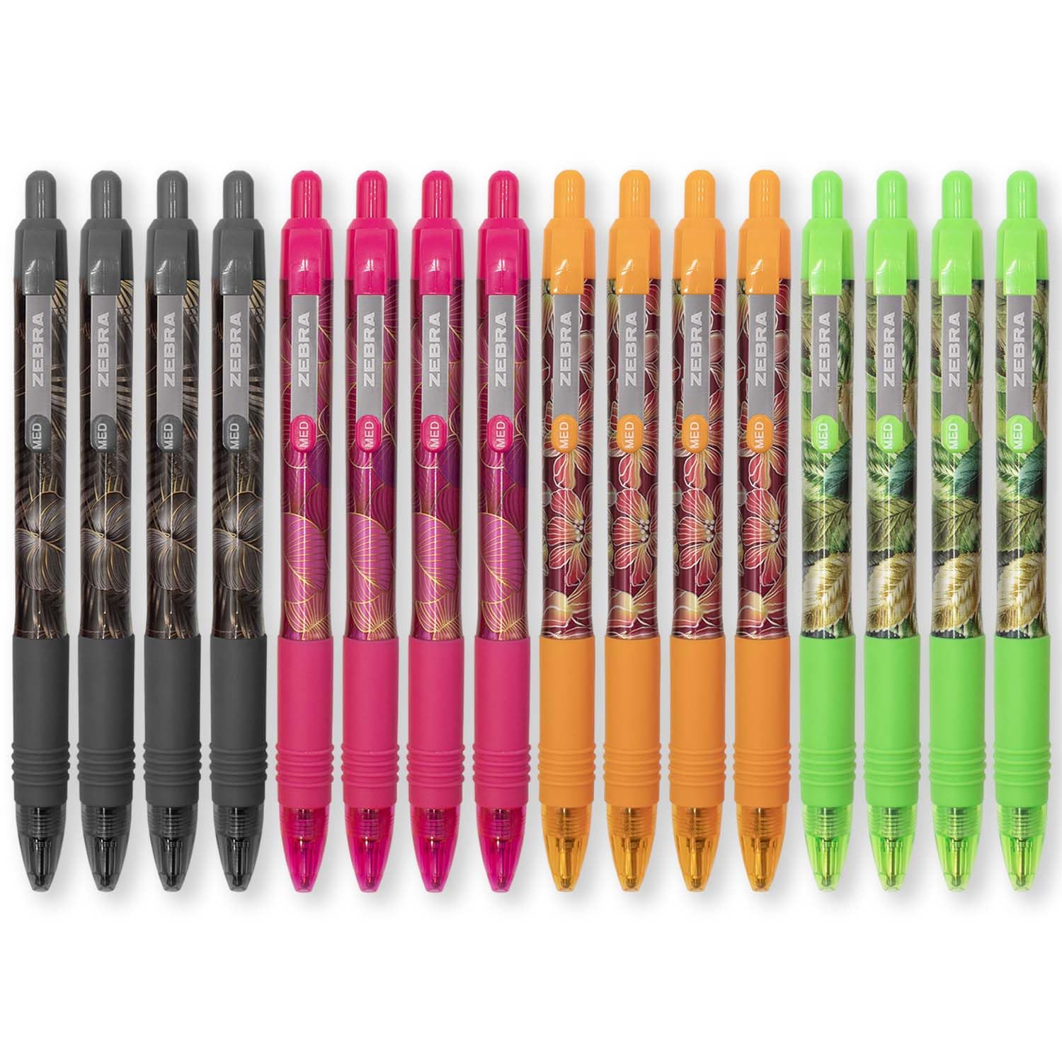 Zebra Z-Grip Smooth Ink Retractable Ballpoint Pen - 1.0mm Nib - Blue Ink - Limited Edition Tropical Design (Pack of 16)