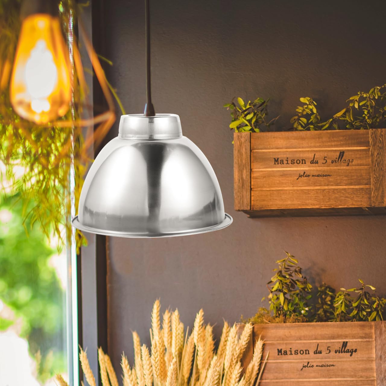 Round Stainless Steel Metal Lamp Shade Cover for Outdoor Use - Waterproof Light Fixture Shade for Factory and Industrial Decor 5.7 X 5.7 X 3.93 Inches